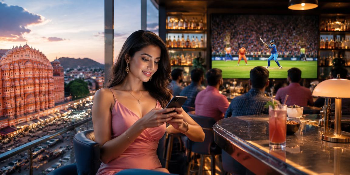 Happy young Indian cricket fan registering on mobile