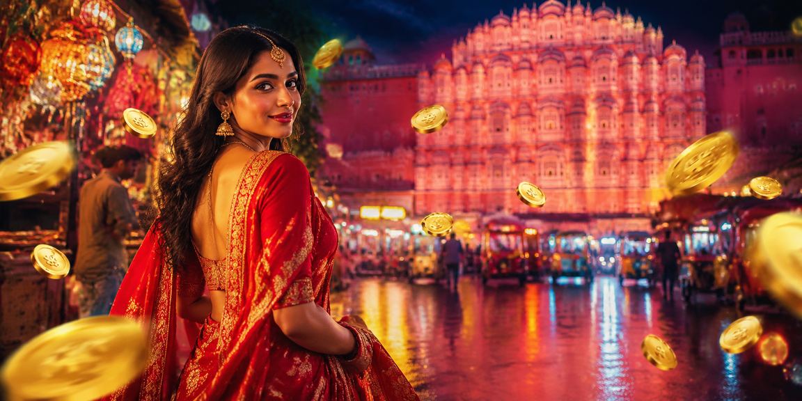 Indian woman using mobile casino app outdoors